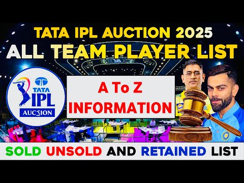 IPL 2025 All Team Squad, IPL Auction 2025, IPL Team 2025 Players List, 2025 ipl mega auction