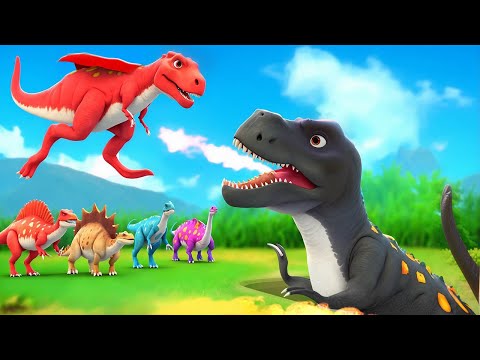 Super T-Rex vs Black Volcano T-Rex! Epic Jurassic Rescue Adventure 🦖🔥