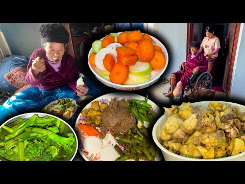 Chicken, Broccoli & Nepali Traditional food DHIDO Flour Rice || Various dishes were cooked and eaten