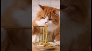 Instant noodles with meowzi ginger asmr video #cat #asmrcooking #catlovers