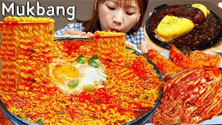 🌶불닭볶음탕면,짜장오므라이스,생김치,찐만두,치즈라죽🍜 3종김치가 다 한 매콤해장라면 😋라면 김치 먹방 요리 NOODLE MUKBANG ASMR EATINGSHOW REALSOUND