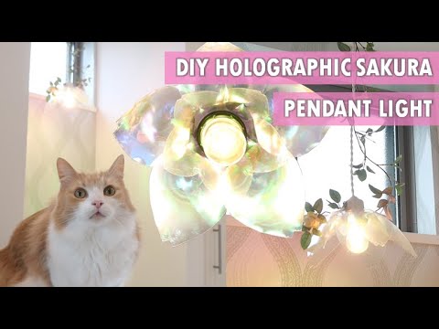 I made a holographic sakura pendant light