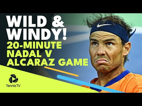 The Most BIZARRE Tennis Game In The Wind! | Nadal vs Alcaraz 20-Minute Game at Indian Wells 2022