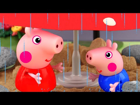 Magic mushroom playground for Peppa and George. Peppa Pig toys animation