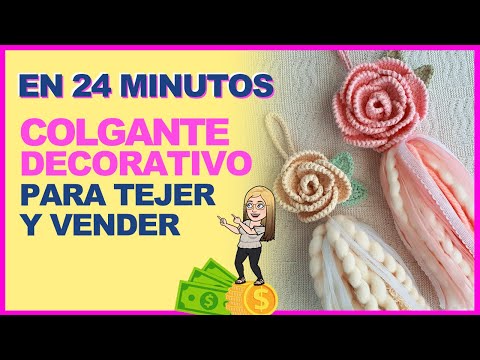 Otra idea ES PEC TA CU LAR para TEJER Y VENDER!  Colgante decorativo ROSA a crochet