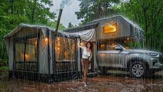 ☔$70,000 $90,000 vs $1 million luxury campervan rain and snow camping 🌨rvcamping