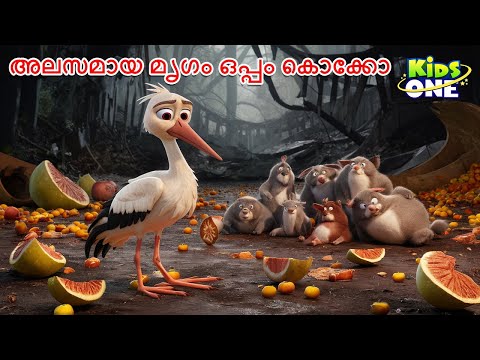 അലസമായ മൃഗം ഒപ്പം കൊക്കോ | The Crippled Stork Story | Malayalam Cartoon | Malayalam Fairy Tales