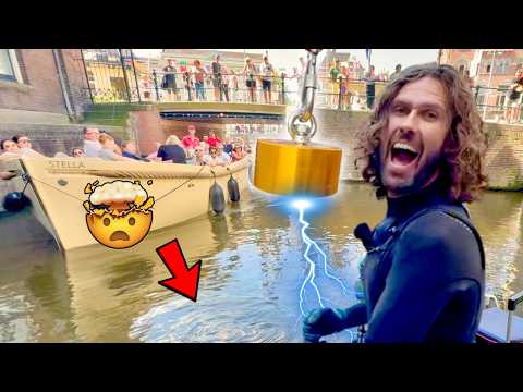 MAGNET FISHING on a BOAT in Amsterdam was INSANE! (We CRASHED!)