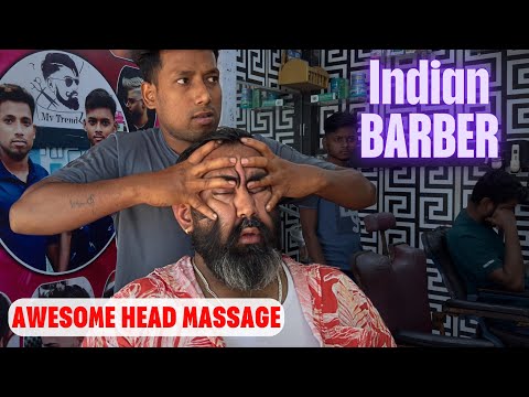 Head Massage with high pressure on face skin to relax my tissues | Indian Barber Massage Therapist