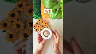 နေကြာပန်းစည်းလေး#crochetsu #sunflower 🌻🌻