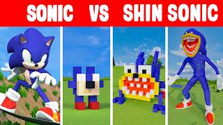 Minecraft SONIC VS SHIN SONIC STATUE BUILD CHALLENGE