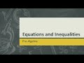 Solving Equations and Inequalities