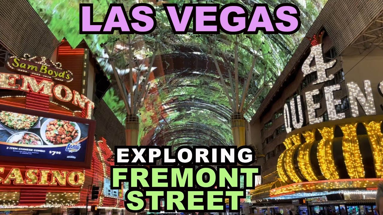 LAS VEGAS: Night Walk Through Crazy Fremont Street / Night Drive Down The Strip