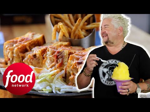 Guy Fieri Heats Up With Spicy Wings And Cools Off With Mango Shaved Ice | Diners, Drive-Ins & Dives