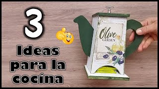 3 LINDAS Y ÚTILES IDEAS PARA LA COCINA - Manualidades para organizar - Crafts for the kitchen