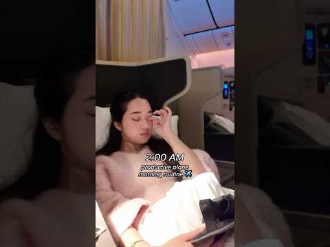 2AM plane morning routine ✈️ #grwm #airplane #morningroutine