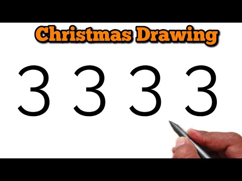 Christmas Drawing Easy Steps | Merry Christmas Drawing 333 Number | Christmas tree drawing