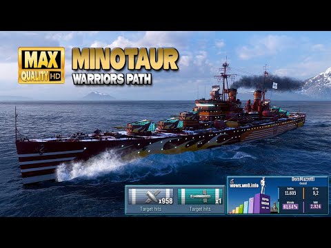 Cruiser Minotaur  Good play on map Warriors Path   World of Warships