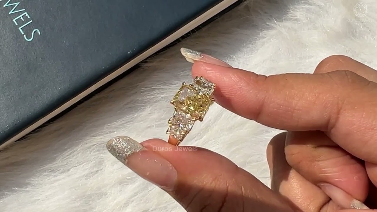Fancy Color Diamond Five Stone Engagement Ring 