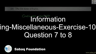 Information Handling-Miscellaneous-Exercise-10-From Question 7 to 8