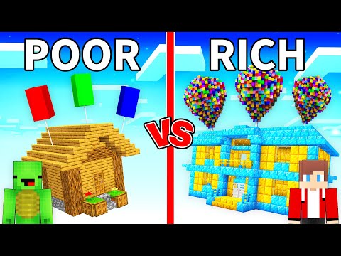 Mikey POOR vs JJ RICH Flying House Survival Battle in Minecraft (Maizen)