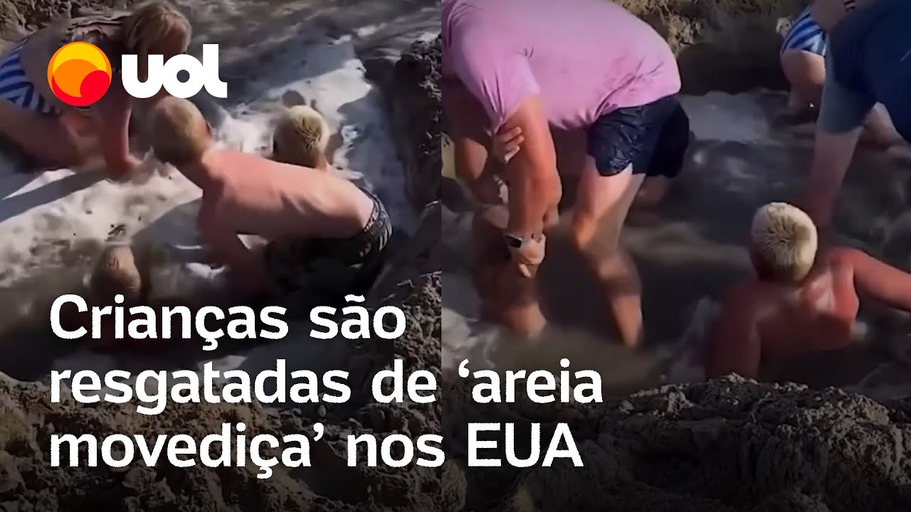 Crianças ficam presas em buraco de areia em praia dos EUA veja vídeo