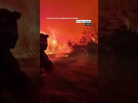 Bomberos combaten incendio forestal en el norte de España
