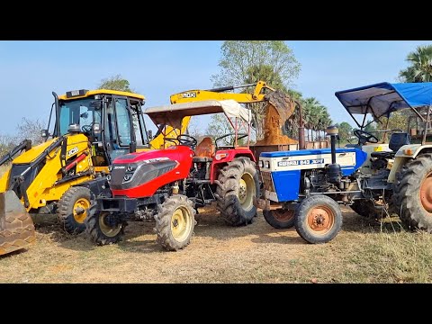 Jcb 3dx Eco Excellence Backhoe Machine Loading Red Mud In Mahindra And Swaraj Tractor | Jcb Video