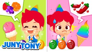 Lanchinhos Coloridos e Deliciosos 🍬🌈🧁🍫😋 Qual Será o Sabor? | Desenhos Infantis | JunyTony Português