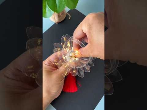 So Beautiful lotus lantern with plastic bottle 🪷🏮#homemade lantern #diylantern #easy #shorts
