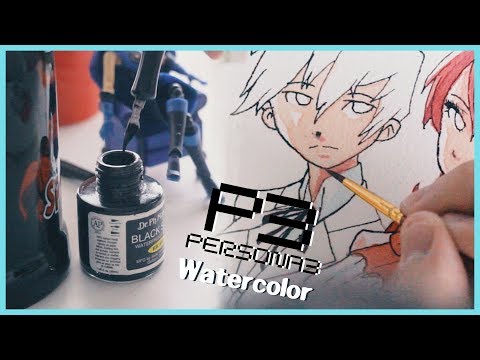 A Persona 3 Watercolor Painting on a Funky Afternoon