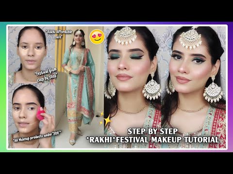 ✨🤩 Raksha Bandhan beginners makeup *UNDER RS 300* glowing makeup look//FESTIVAL MAKEUP TUTORIAL ✨❤️