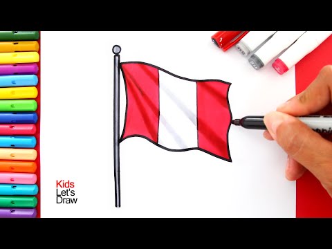 Cómo dibujar y pintar la BANDERA del PERÚ 🇵🇪 | Símbolos Patrios