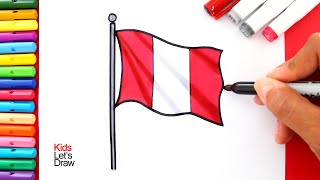 Cómo dibujar y pintar la BANDERA del PERÚ 🇵🇪 | Símbolos Patrios
