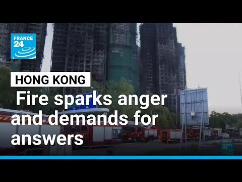 YouTube video thumbnail: Hong Kong Fire Sparks Anger and Demands for Answers