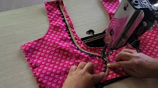 Very easy &simple Blouse lace design |Lace Design Cutting and stitching