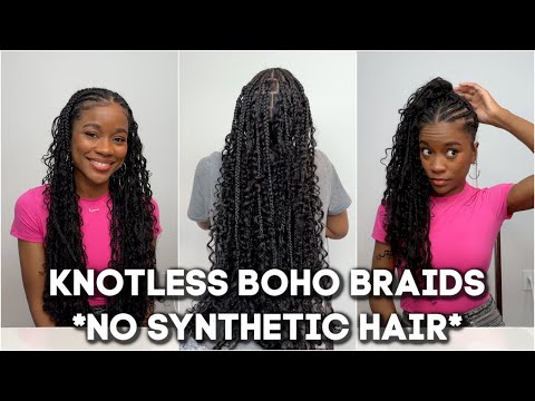 Knotless Boho Braids No Synthetic Hair