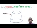 Conical Frustums: Volume and Surface Area