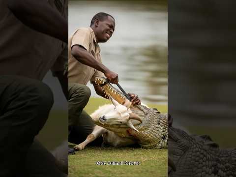 Park Ranger Saves Trapped Goat from Deadly Crocodile! #rescue #animal #wildlife #shorts