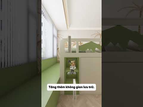 Giường tầng lệch cho 2 đứa trẻ chung một phòng - Bin Decor #homedecor #nhadep #noithat