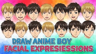 Draw Anime Boy Facial Expressions Tutorial | Draw so easy Anime