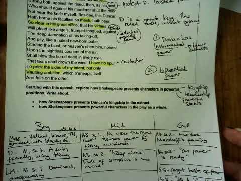 A Macbeth 'powerful positions' question (annotating and planning)