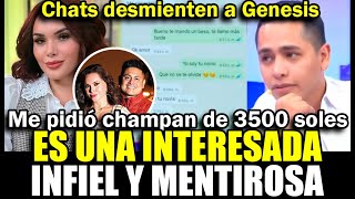Empresario mestra chats amorosos con Genesis Tapia y afirmó que le pidió un champán de 3,500