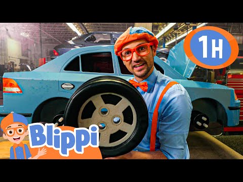 Blippi Becomes a Car Mechanic! | Blippi | 🚌Wheels on the BUS Songs! | 🚌Nursery Rhymes for Kids