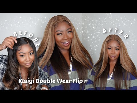 *NEW* Double Wear Flip n Go Yaki Straight Wig Glueless Install + Drawstring Ear Tabs |Ft Klaiyi Hair