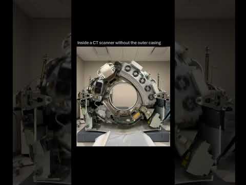 Inside a CT scanner without the outer casing
