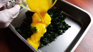 미역에 계란물을 부어 보세요. 입맛 없을 때 딱! 바다 향 가득한 미역계란전이 완성됩니다.