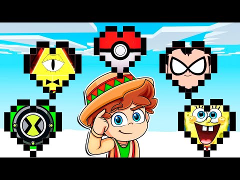 ¡Minecraft con CORAZONES de CARICATURAS! 💛📺❤️ SILVIOGAMER MINECRAFT PERO