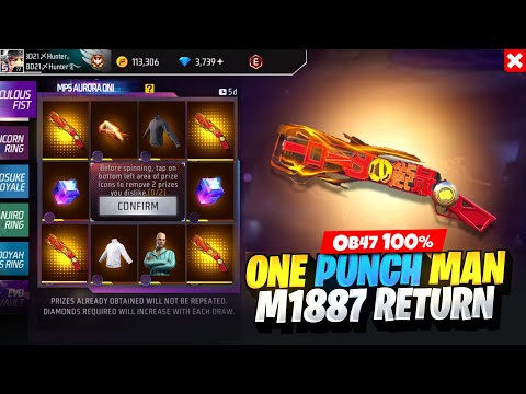 OB47 100% One Punch Man M1887 Return Event|New Event Free Fire Bangladesh Server|Free Fire New Event