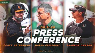 Miami Hurricanes Football Weekly Press Conference | 3:00 PM ET | 08.31.26
